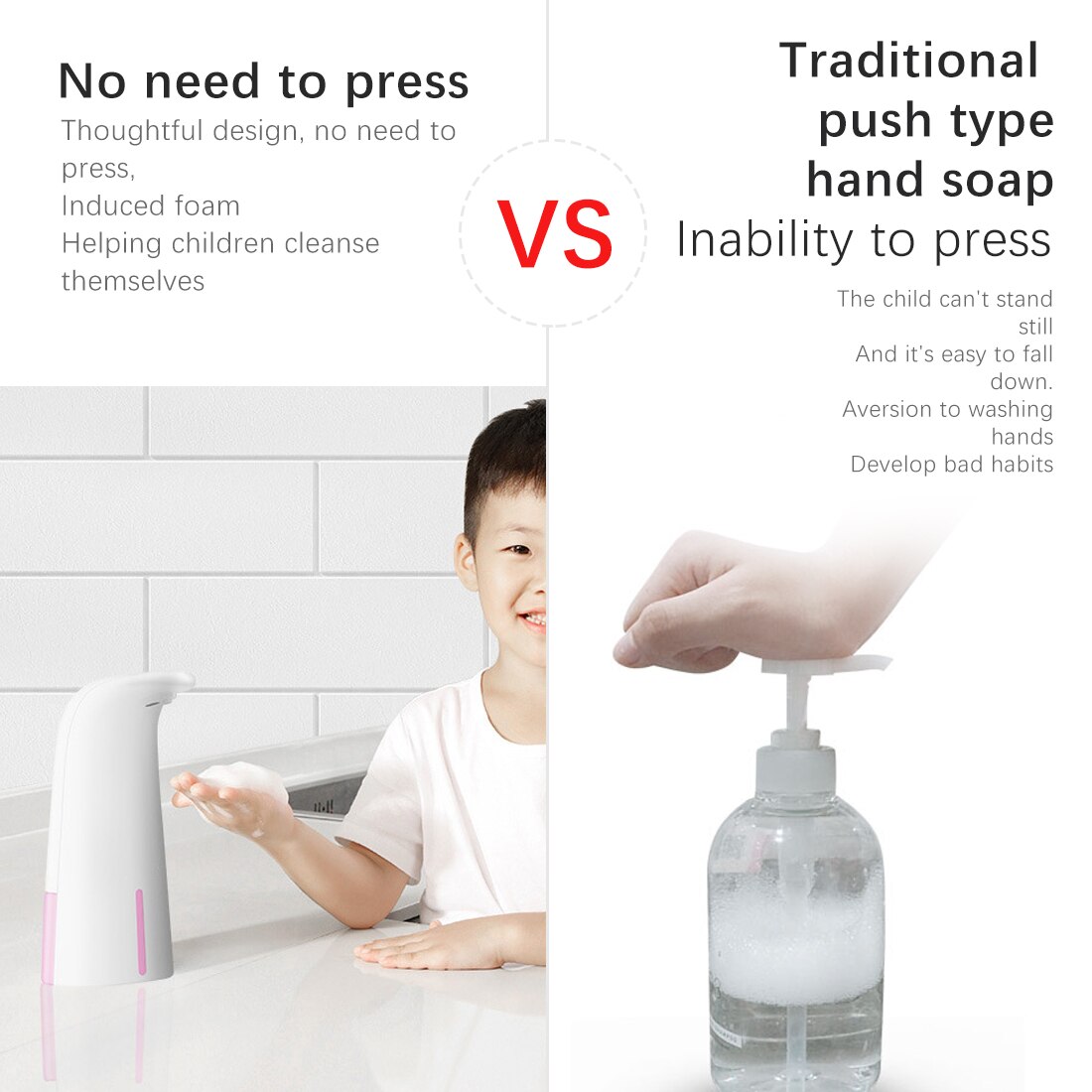 250ml/300ml Foam Liquid Dispenser Contact-free Automatic Soap Dispenser Sensor Touchless Electric Hand Washer Soap Dispenser