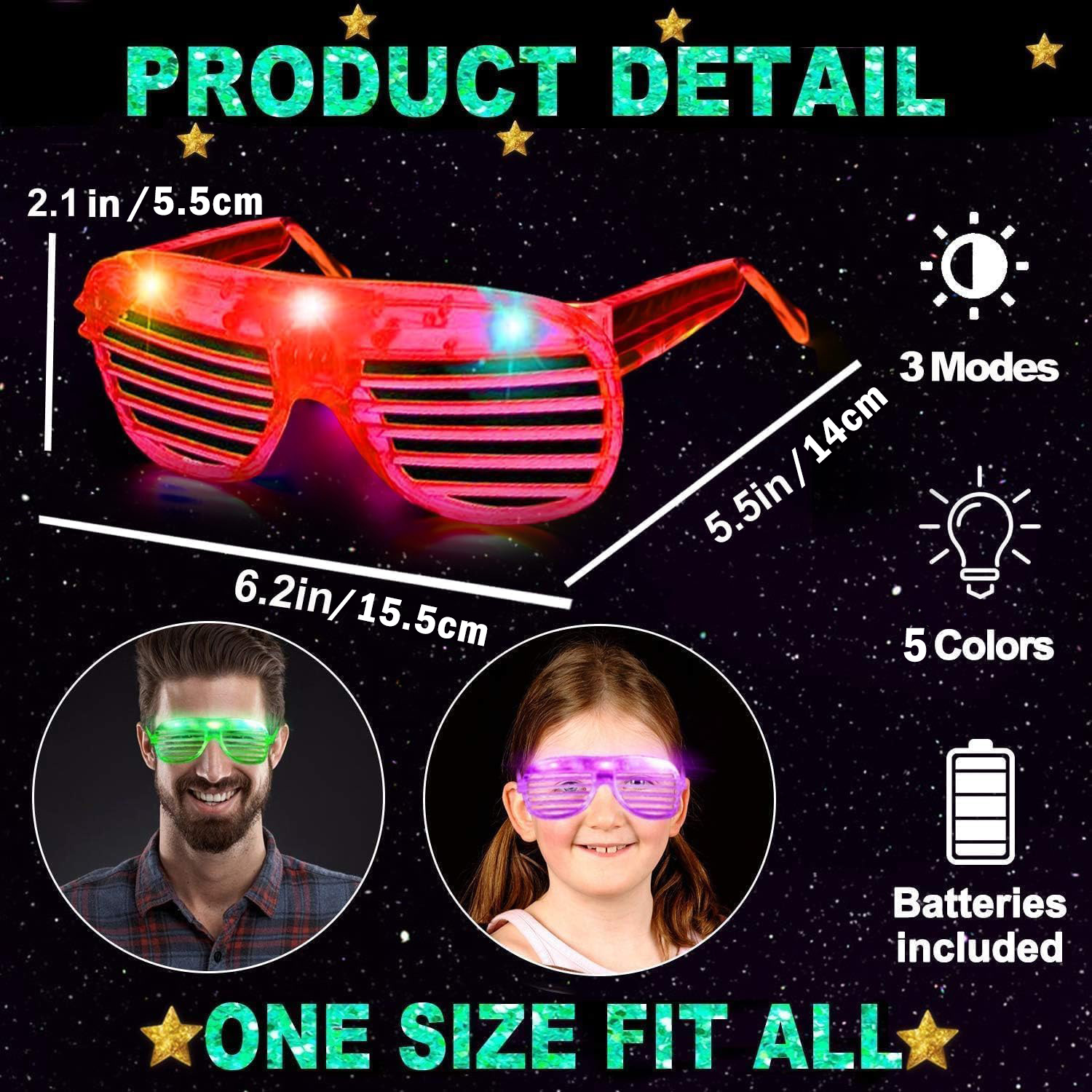 5-100PCS LED Light Up Glasses Cool Wireless Luminous Neon Sunglasses Glow in The Dark Halloween Party Supplies Christmas