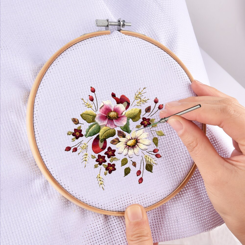 50/100pcs Cross Stitch Floss Embroidery Kit Colorful Threads Magic Embroidery Hoop Stitching Punch Needle Pen Set DIY Sewing Set