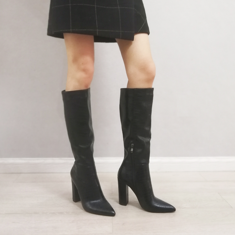 Meotina Knie-Hoge Laarzen Vrouwen Schoenen Wees Teen Dikke Hakken Lange Laarzen Rits Super Hoge Hak Mode Dame Laarzen winter Beige 43