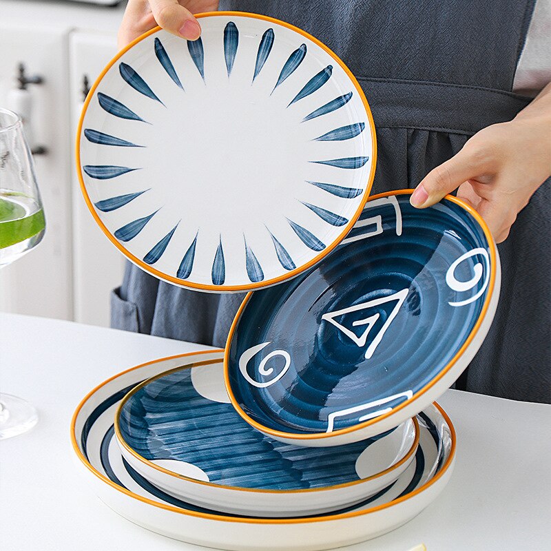 Japanese-style ceramic dinner plate home cooking dish ramen dish Western food steak dish soup dish tableware Home Decor