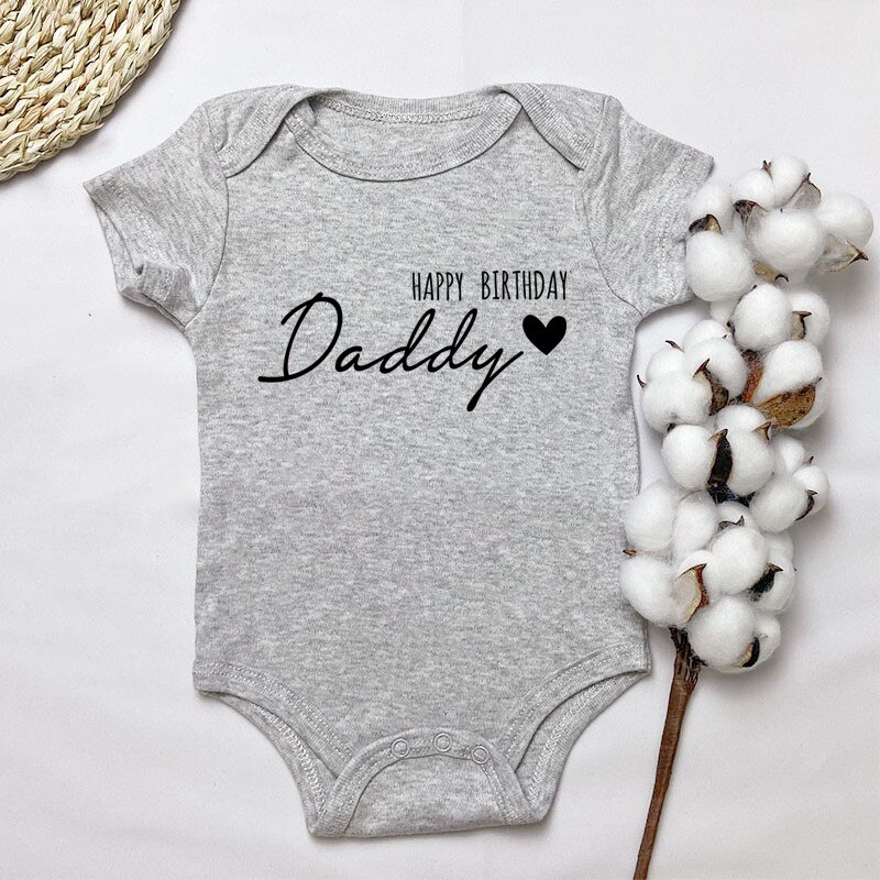 Gelukkige Verjaardag Daddy Letters Print Baby Bodysuit Baby Groeien Voor Baby Peuter Jongens Meisje 100% Katoen Romper Jumpsuit