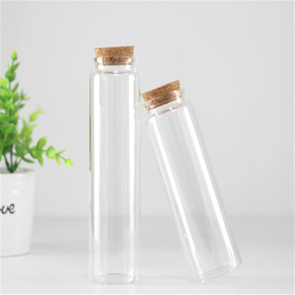 24PCS/lot 47mm Diameter Cork Glass Bottles Spice Jars Candy Storage Jars Vials Stopper Transparent Glass Bottle DIY Container
