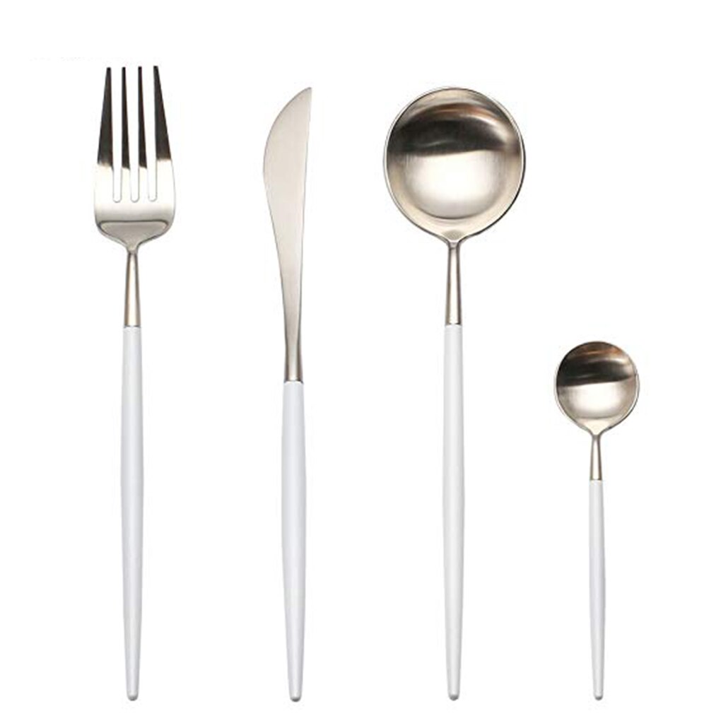 4 pièces plaqué Portugal cuillère fourchette cuillère à café ensembles 304 acier inoxydable style occidental nourriture vaisselle couverts: 8
