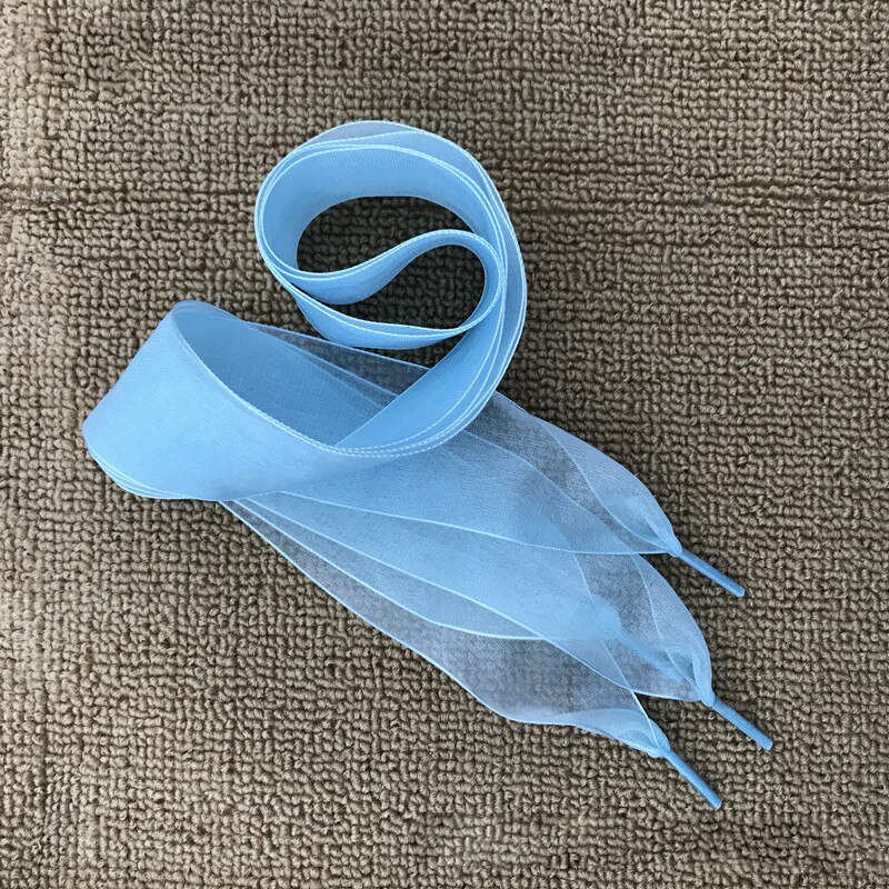 1 Paar 110Cm Mode Shoestrings Vrouwen Schoenveters Platte Zijde Satijn Lint Veters Sneakers Sport Schoenen Kant Boog: light blue