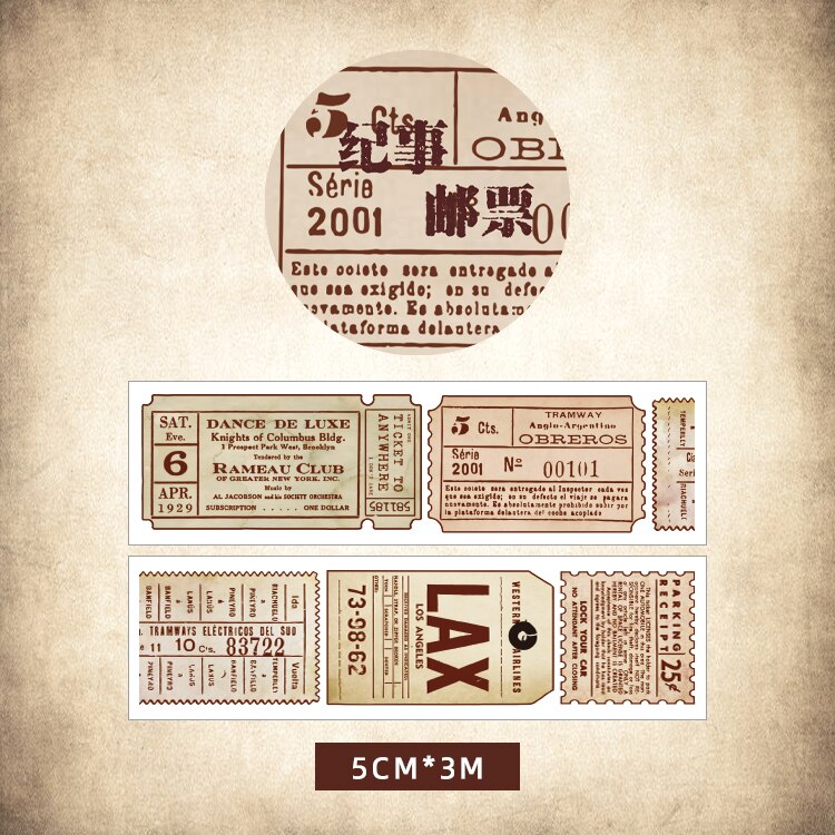 JIANQI-Juego de cinta Washi Retro, decoración Vintage, álbum de recortes, Washitape decorativo, diario: 3