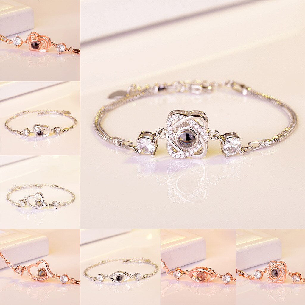 Gold Armbinde Mädchen Neue 100 Sprachen ICH Liebe Sie Valentinstag Speicher Projektion Armbänder Weihnachten