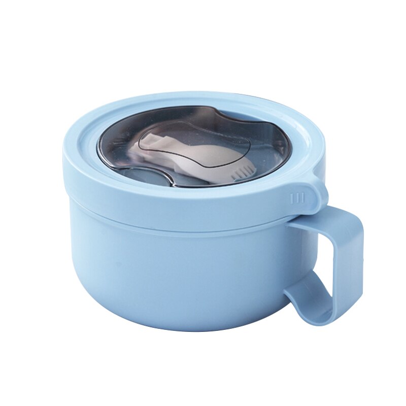 850Ml Rvs Lunch Box Met Deksel Lepel Draagbare Lekvrije Isolatie Bento Box Met Handvat Voedsel Opslag container: Blue