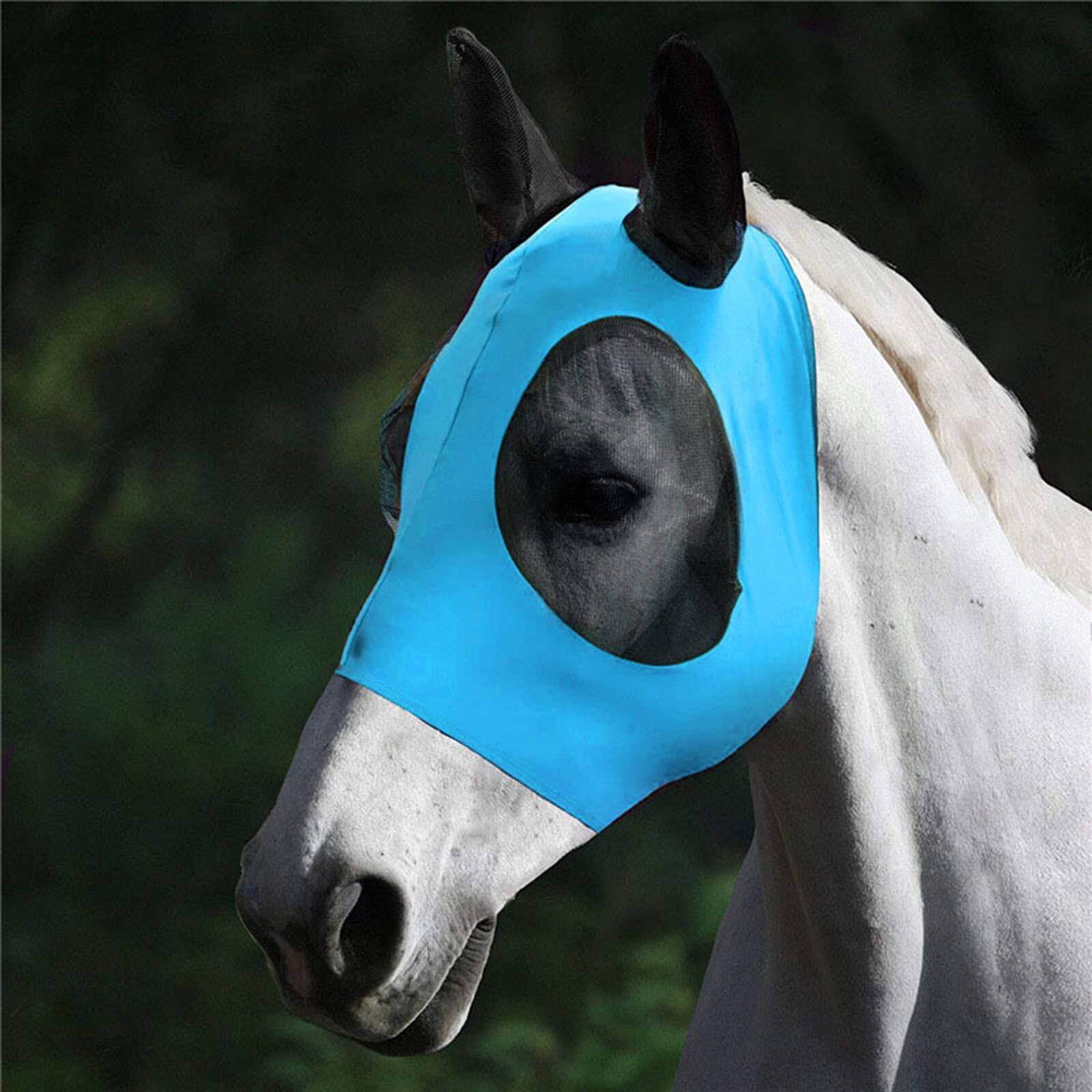 1pc Anti-Fly Mesh Equine Mask Horse Mask Stretch Bug Eye Horse Fly Mask with Covered Ears Horse Fly Mask Long Nose with Ears: Blue