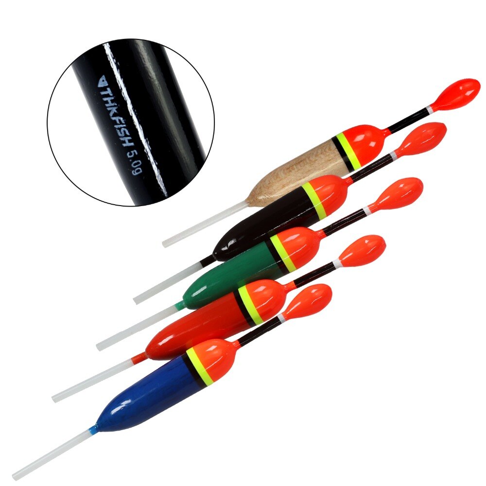 Lot de 5 flotteurs de pêche en bois, 15g, 5g