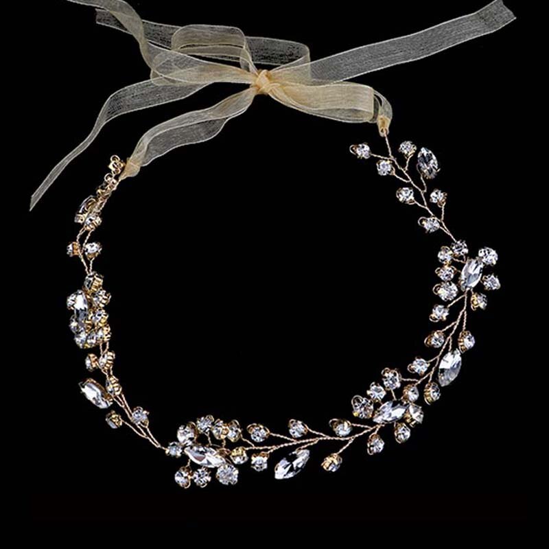 FORSEVEN Oro/Argento di Colore Fasce Dei Capelli Dei Monili di Perle di Cristallo Sposa Foglia Diademi Copricapo Da Sposa Accessori Per Capelli Da Sposa JL: 29918.02