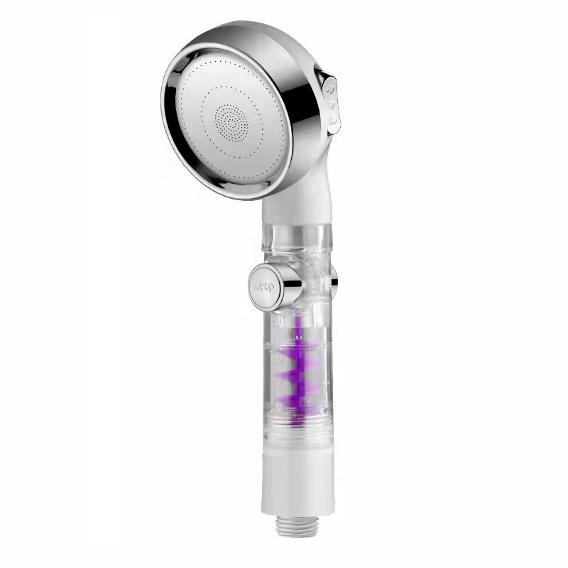 High Pressure 3-function Spa Shower Head Shower Head With Switch On/off Button Filter Bath Head Water Saving Hand-held Shower: silver B