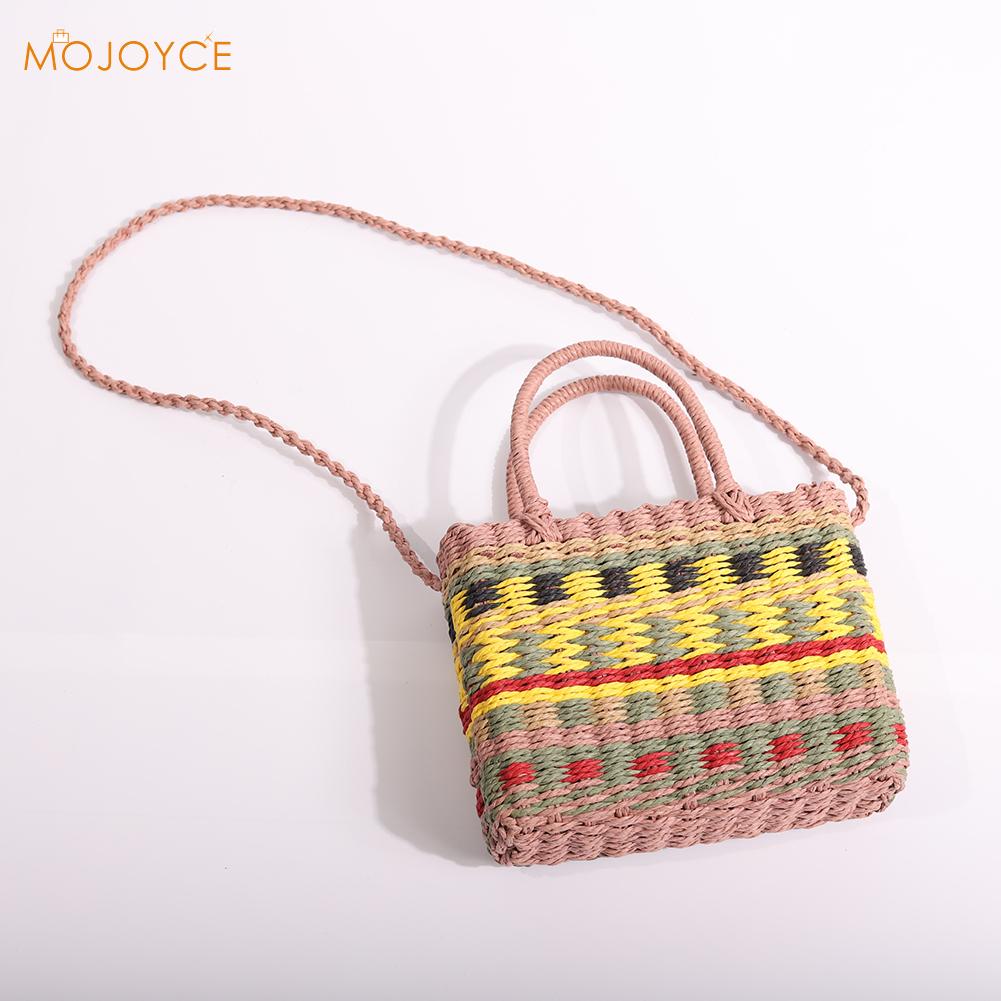 Dames handtassen van stro, zomer strandmand, schoudertas, crossbody, handgreep, strandtas