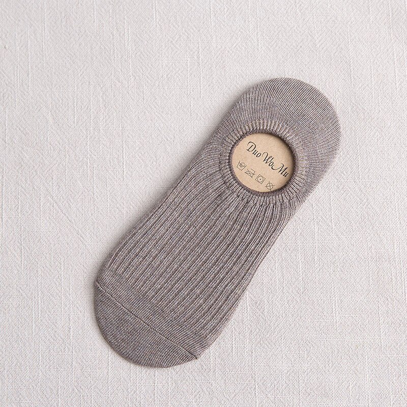 Spring Summer Solid Color Women Invisible Socks Cotton Double Needle Bar No Show Woman Socks Non-slip Kawaii Calcetines B003: 08