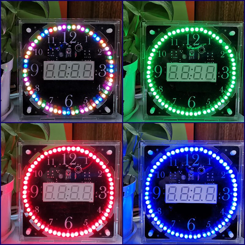 Diy Elektronische Kit Led Klok Sodering Project Kit Kleurrijke Led Rgb Kleur Spectrum Muziek Wekker Afstandsbediening