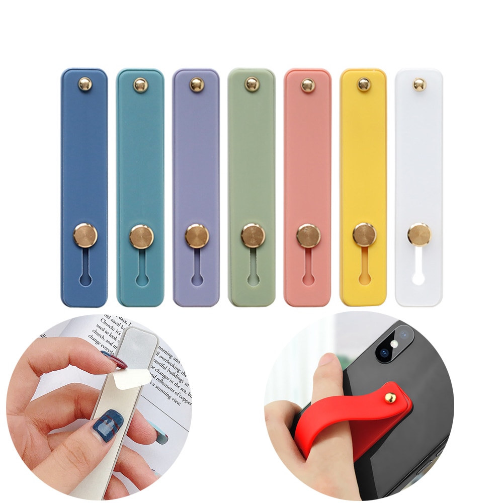 Candy Color Finger Ring Holder Silicon Phone Hand Band Holder For iPhone Wristband Strap Push Pull Grip Stand Bracket