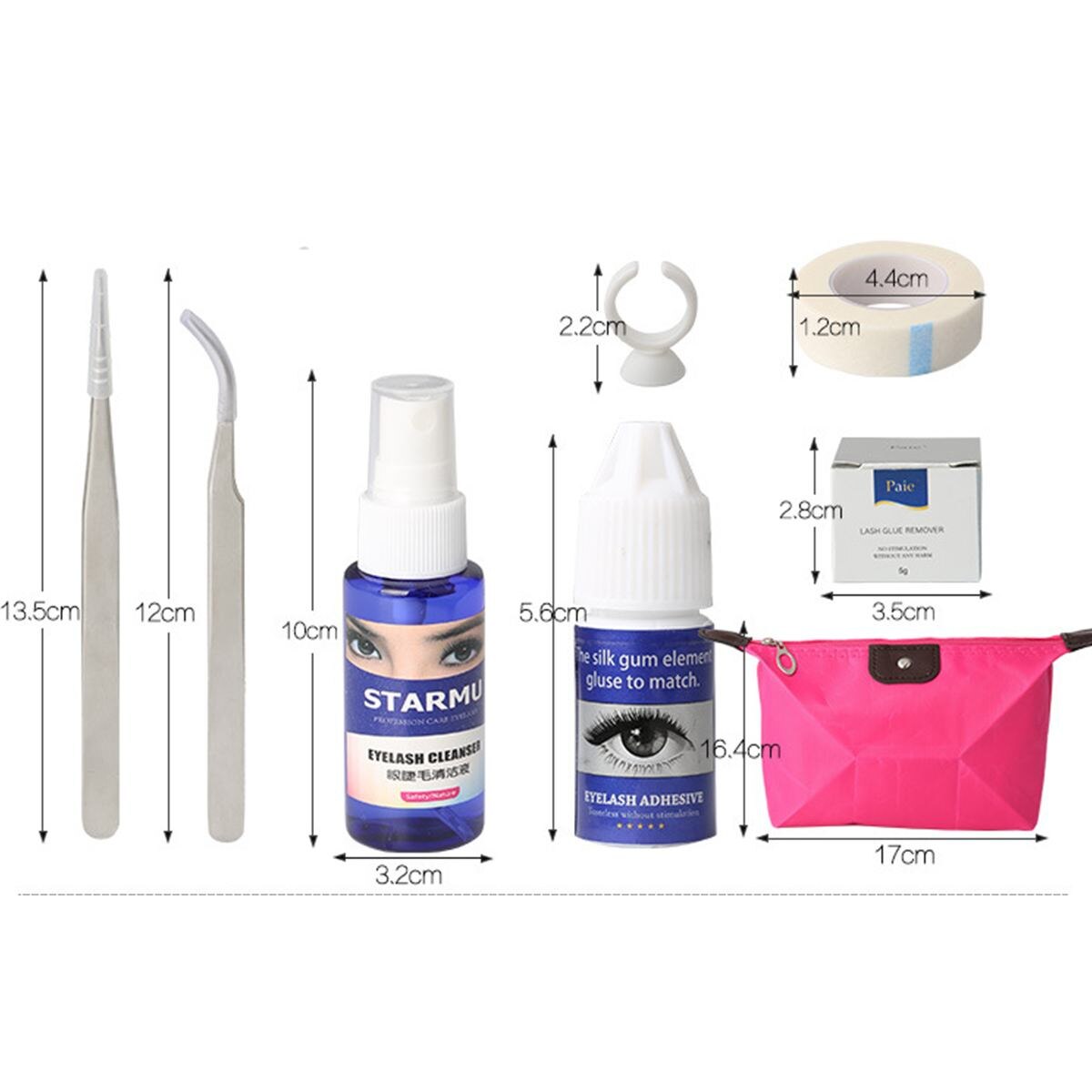 Professionele 16 Pcs Valse Wimpers Extension Tools Set Makeup Tools Kits Individuele Wimpers Enten Gereedschap Kit Set Zak