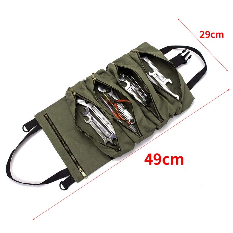 Roll Tool Roll Multi-Purpose Tool Roll Up Bag Wrench Roll Pouch Hanging Tool Zipper Carrier Tote