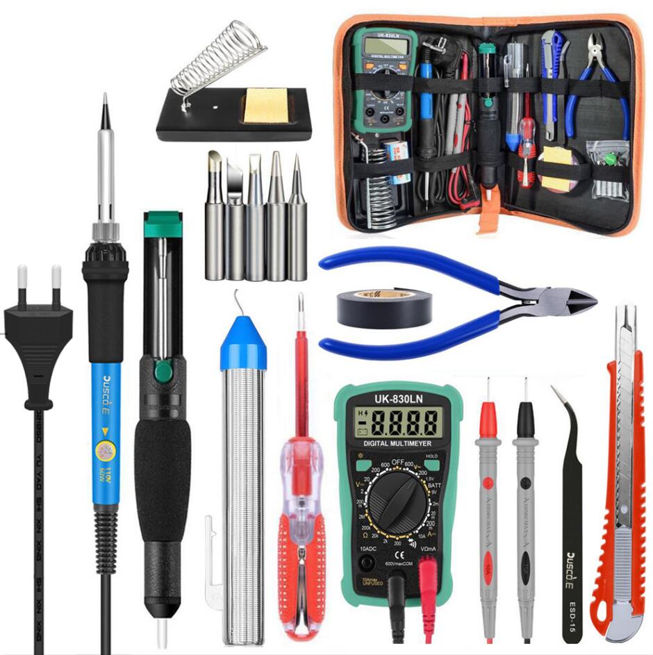 80w 110v 220v justerbar temperatur elektrisk lödkolv kit svetslödning omarbetning station värme penna reparation verktyg set: 110v us-kontakt / 60w järnsats a
