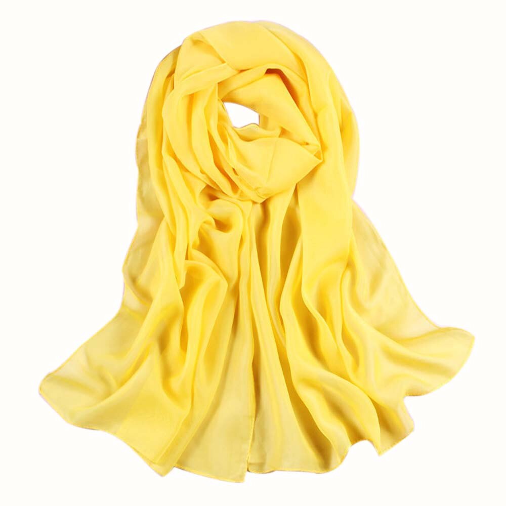 Bufanda larga de chifón para mujer, pañuelo de Color sólido, chal fino suave, pañuelos de playa, nueva , 1 unidad: Yellow 