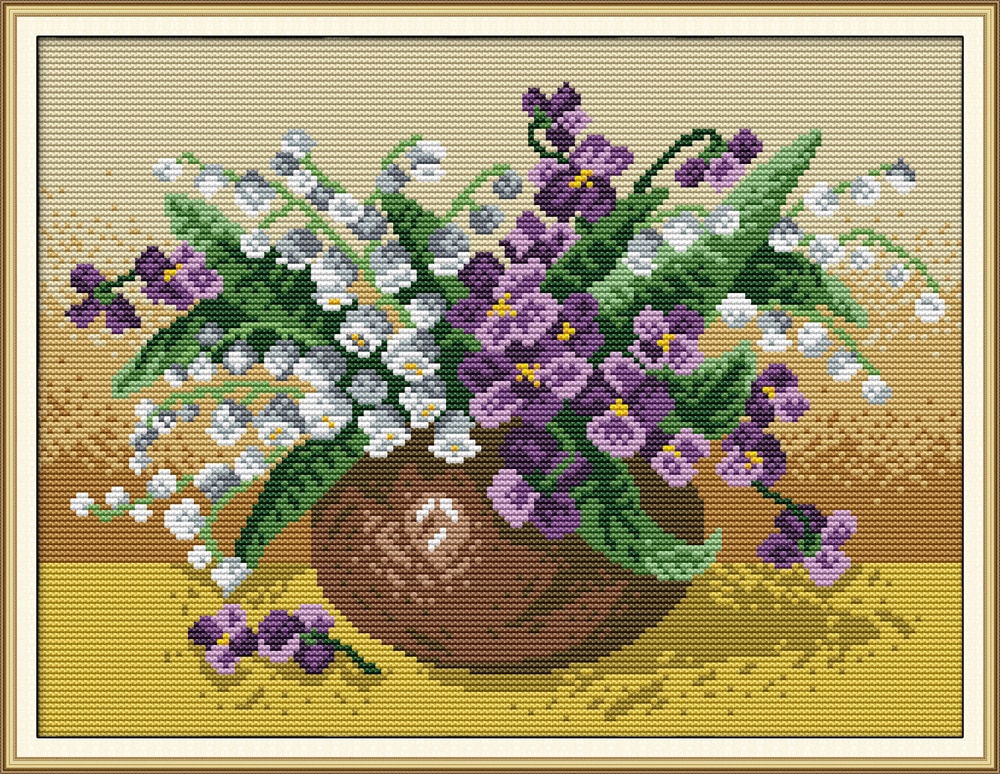 Lily of the valley vase cross stitch kit aida 14ct 11ct count print canvas cross stitching needlework embroidery DIY handmade