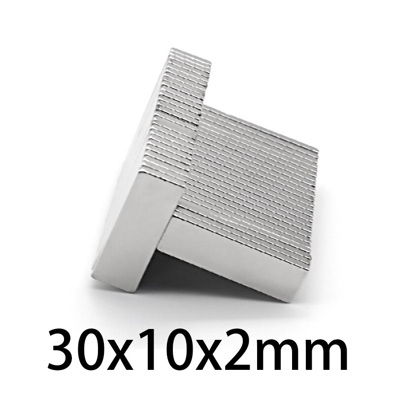 10/20/30/50/100/200 Pces 30X10X2 Neodymium Magneet 30*10*2Mm N35 Ndfeb Blok Super Krachtige Sterke Permanente Magnetische Magneten