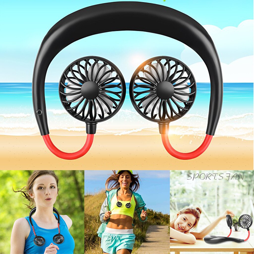 Fan Mini Portable USB Rechargeable Neckband Lazy Neck Hanging Style Dual Cooling Fans Gadget Inteligente#20