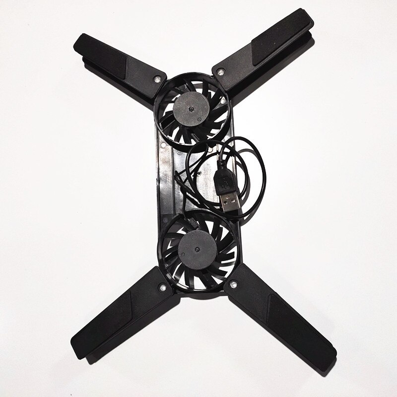 Laptop Desk Support Dual Cooling Fan Notebook Computer Stand Foldable USB Rack Holder Black: A