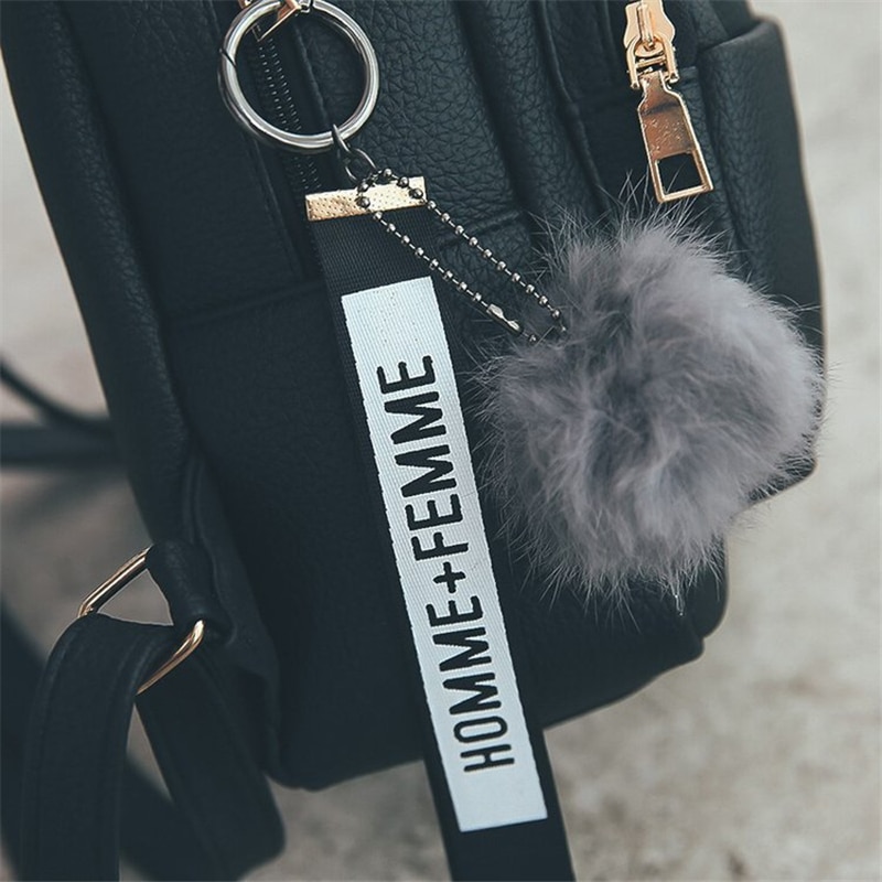 Miyahouse Women Soft PU Leather Mini Backpacks Students Fuzzy Ball Pendant Shoulder Schoolbags Small Travel Bags Mochila