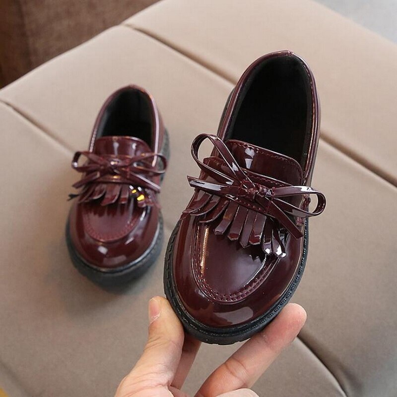 Brand Spring Autumn Boys Girls Children PU leather Loafers shoes fringe oxford brand tassel bowknot flats shoes Size 21-36