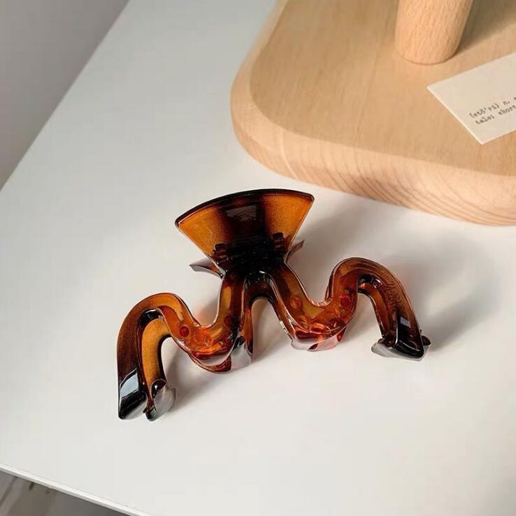 Effen Kleur Klauw Clip Grote Barrette Krab Haar Klauwen Bad Clip Paardenstaart Clip Voor Vrouwen Meisjes Haar Accessoires: Bruin