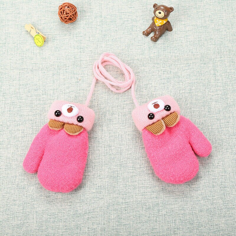 Baby Stuff Accessoires Winter Warm Peuters Baby Jongen Meisjes Kids Dikke Bont Cartoon Beer Handschoenen Wanten Voor 0- 3