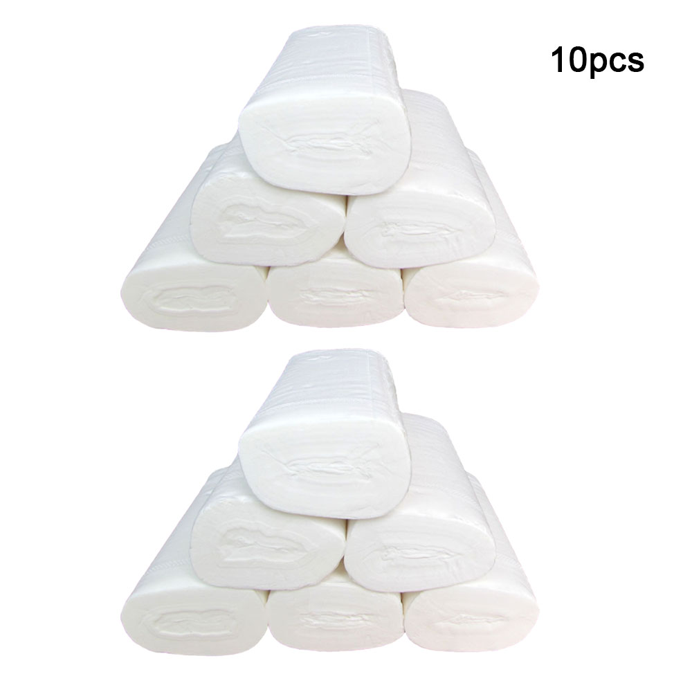 10 Rolls Coreless Roll Paper 4-Layer Thicken Wood Pulp Paper Towel Household Toilet Paper Bathroom Tissue For Home use