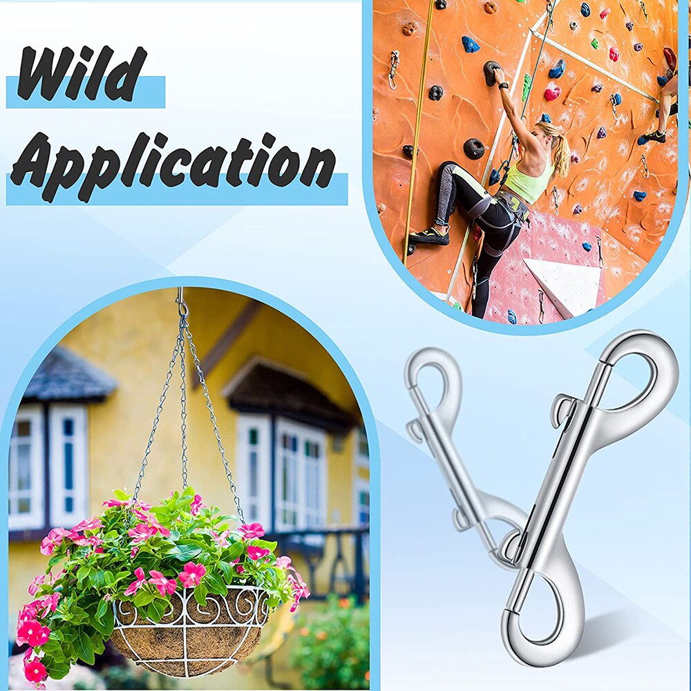 5/10Pcs Double Ended Bolt Snap Hook, Zinc Alloy Nickel Plated Trigger Chain Key Holder Metal Clip Feed Buckets Dog Leash Collar