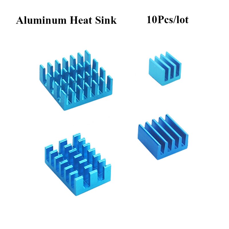 Raspberry Pi 4, radiateur en aluminium et cuivre, ensemble de refroidissement avec coussin thermique à l&#39;arrière pour Raspberry Pi 4B, 10 pièces/lot: Option 3