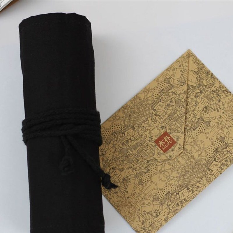 Canvas Roll-Up Pencil Bag Grote Capaciteit Potlood Pen Schilderij Borstel Opslag Houder Bag Briefpapier Scholieren Arts Supplies