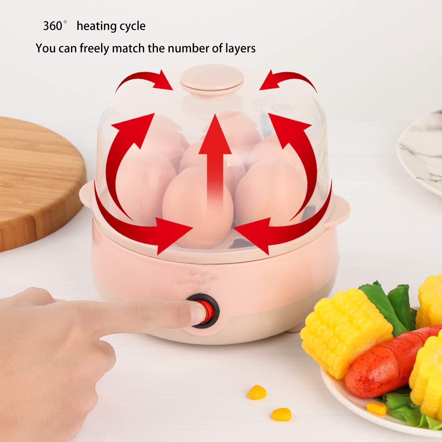 Mini Electric Pan Boilers 3-Layer Boiled Egg Cooker Multifunctional Heat 21 Eggs Bun Food Boiler Steamer 220V Auto Shut