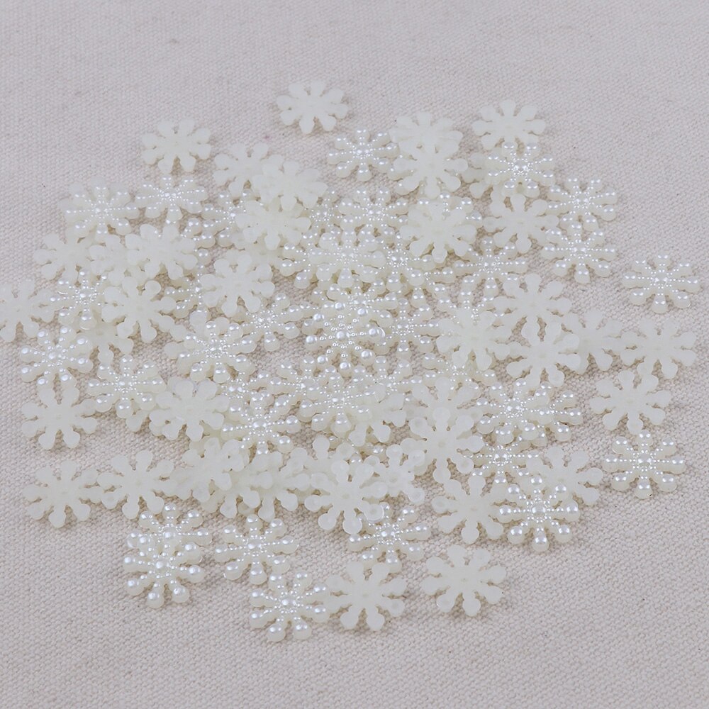 Fina 100 st halv harts pärl pärla jul snöflingor scrapbook craft flatback blommönster pärlor 17mm