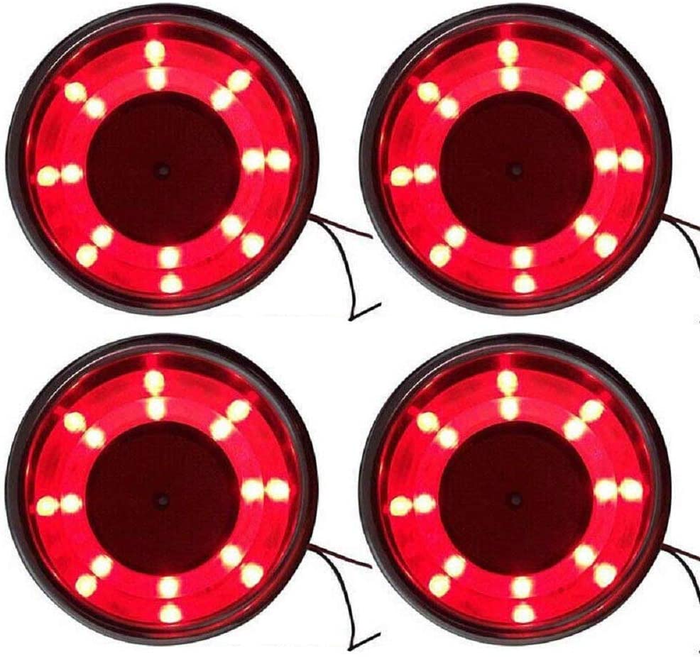 4Pcs Stainless Steel Cup Holder LED Cup Drink Holder Embedded Bottle Holder with Drain for Marine Boat Accessories Yacht Sofa: Red