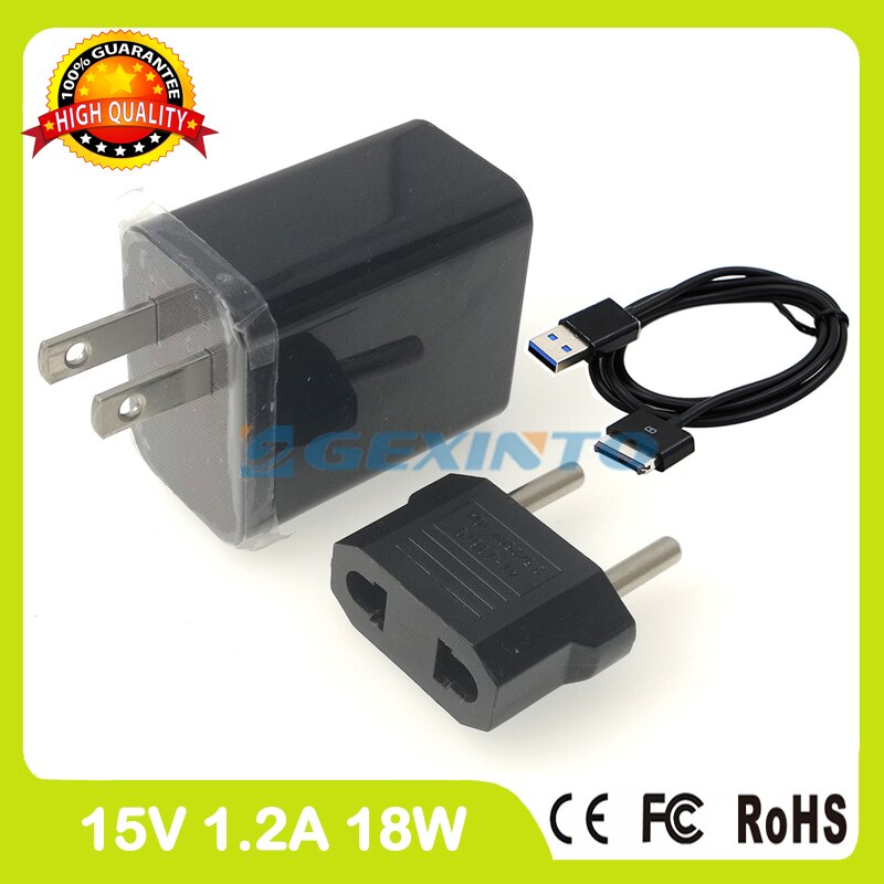 15V 1.2A Tablet pc charger For Asus Eee Pad Transformer TF101 TF101G TF300 TF301 TF201 TF300T Wall Adapter EU plug