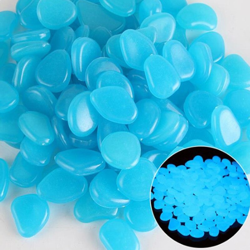 25/50Pcs Pebbles Glowing In The Dark Fluorescent Stone Aquarium Fish Tank Garden Lawn Sidewalk Luminous Stone Home Decoration: 25pcs / Navy blue
