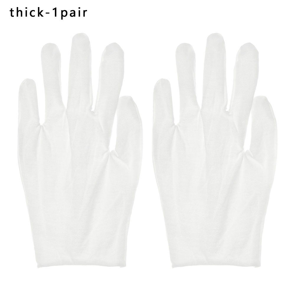 1Pair White Cotton Gloves Labor Protection Gloves for Jewelry Appreciation thin medium Cleaning Gardening Etiquette Supplies: thick