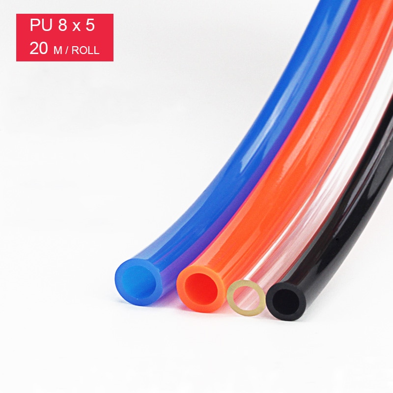 Pu8*5 pu tuyaux 20m/ rouleaux tuyau de compresseur d'air tuyau d'air pneumatique pour compresseur d'air  id 5mm od 8mm tuyaux d'air tube pu