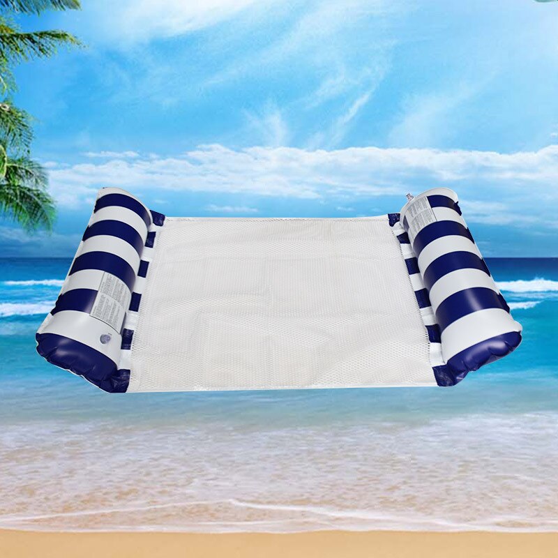 Opblaasbare Hammick Opblaasbare Drijvende Rij Water Hangmat Multifunctionnal Float Pool Bed Zwembad Water Sport Accessoire: Striped dark blue