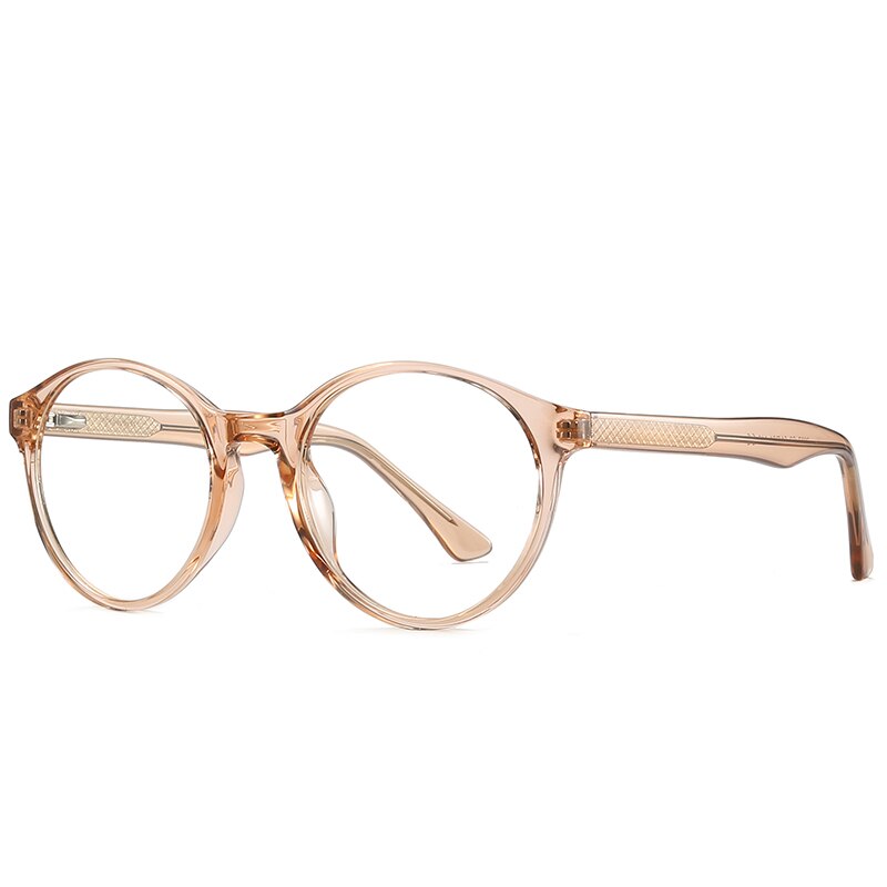 Round Glasses Frame Women Trending Styles Brand Optical Computer Glasses Oculos De Sol Eyewear RW2007: Champagne