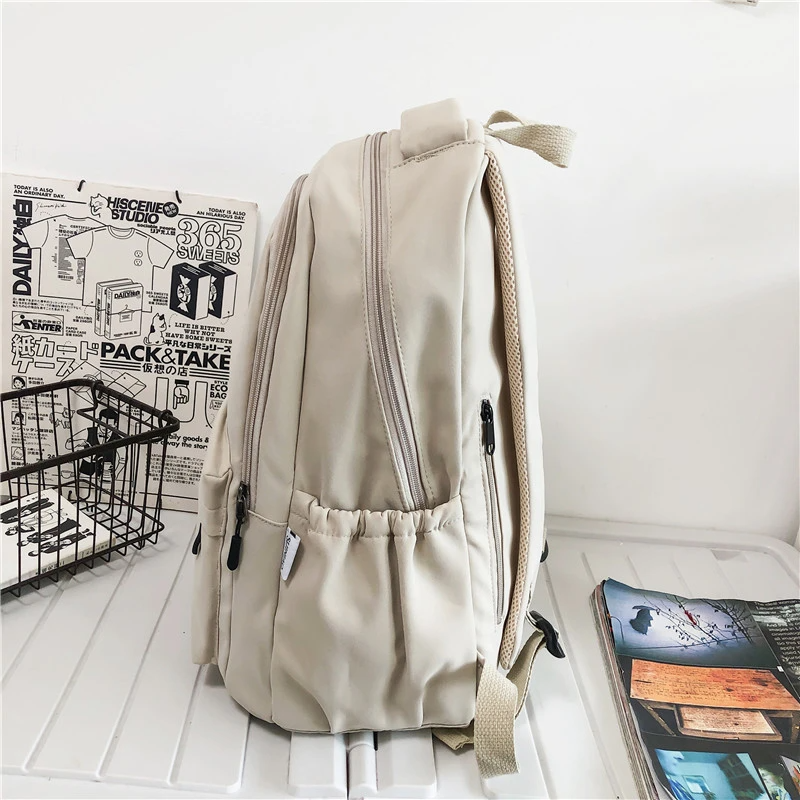 Mochila de Color liso para mujer, bolso de libros universitario con múltiples bolsillos, mochilas informales para ordenador portátil, mochila escolar para hombres y adolescentes, mochilas escolares para niñas