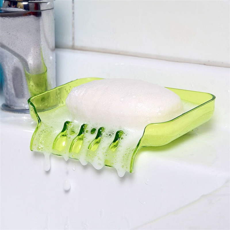 Candy-colored Drainage Waterfall Soap Box Suction Cup Water Drain Dish Soap Dish Sponge Holder For Bathroom Kitchen Tool: Light Green