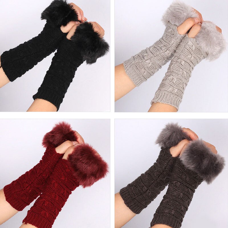 Winter Autumn Women Arm Warmers Long Fingerless Gloves Knitted Crochet Mitten Wrist Warmer Gloves Wrist Arm Hand Warmer