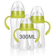 180/240/300ML Baby PP plastic Milk bottle newborn baby Anti-Slip with handle bottle Cup Water Bottle Milk Feeding Accessories: green-300ML