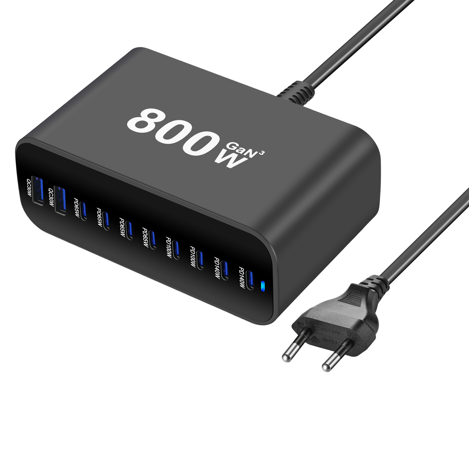 800w 8 c 2a usb c laddare bärbar laddningsstation med 10- portar bordsladdare för mobiltelefoner surfplattor och mer